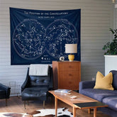 Lofaris Navy Blue And White Earth Bohemian Abstract Wall Tapestry